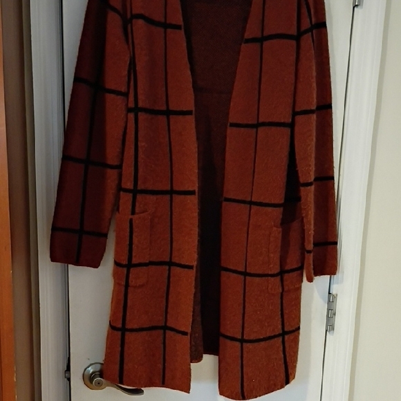 Fortune & Ivy Rust Sweater Coatigan, L - Picture 3 of 7